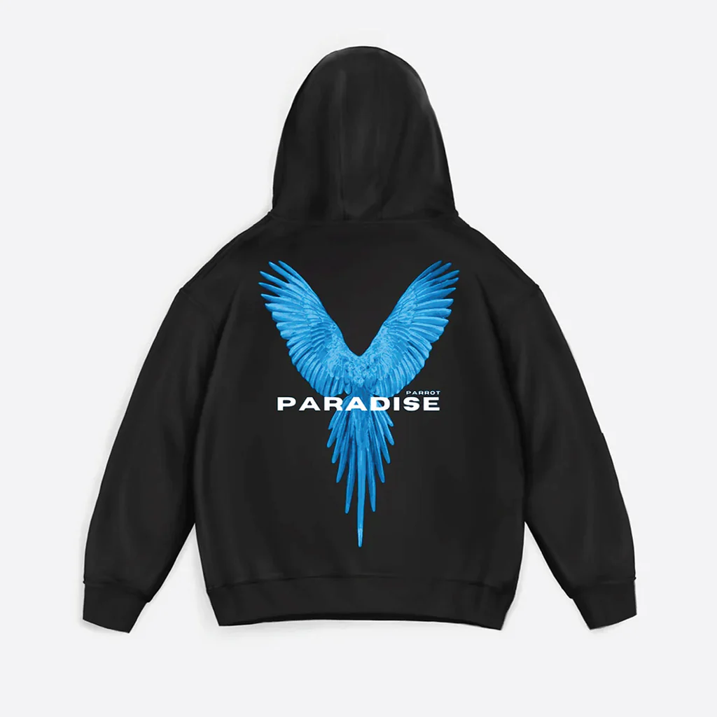 DROP SHOULDER PARADISE HOODIE - BLACK - Image 2