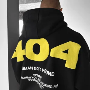 ERROR 404 DROP SHOULDER HOODIE - BLACK