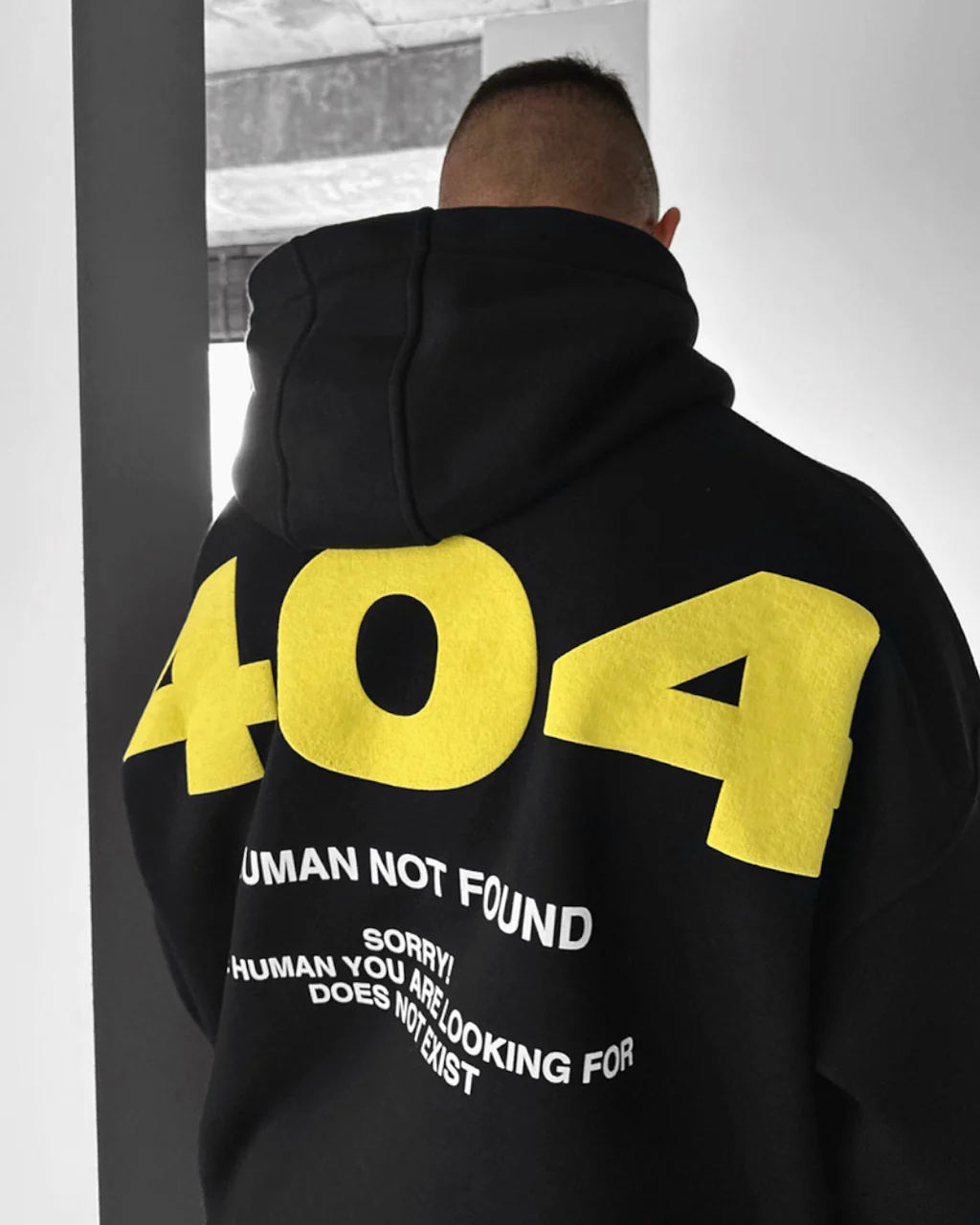 ERROR 404 DROP SHOULDER HOODIE - BLACK