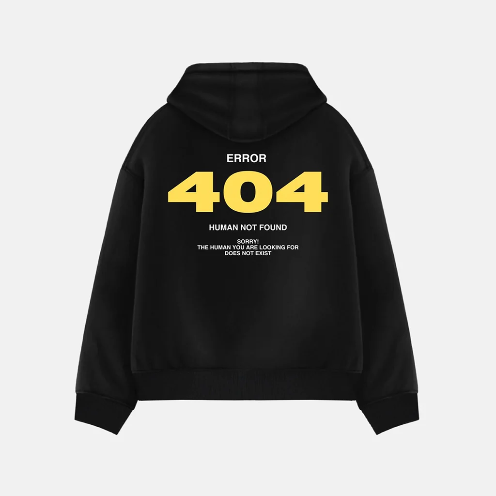 ERROR 404 DROP SHOULDER HOODIE - BLACK - Image 2