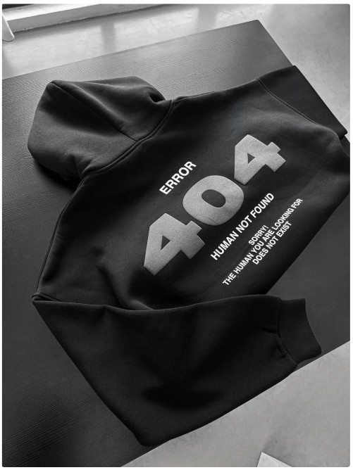 ERROR 404 DROP SHOULDER HOODIE - BLACK GRAY - Image 2