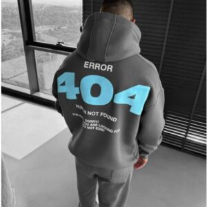 ERROR 404 DROP SHOULDER HOODIE - GRAY