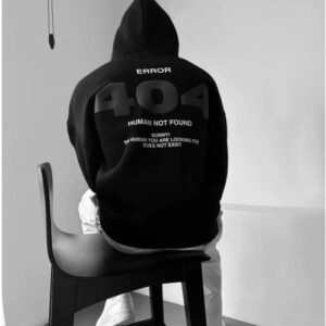 ERROR 404 DROP SHOULDER HOODIE - BLACK GRAY