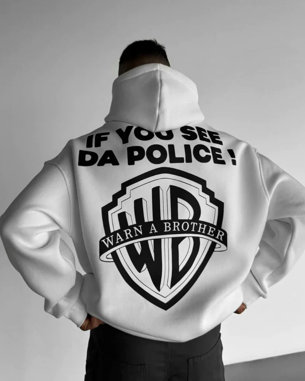 WB DROP SHOULDER HOODIE - WHITE