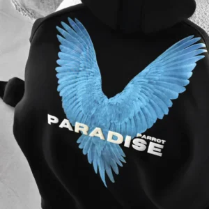 DROP SHOULDER PARADISE HOODIE - BLACK
