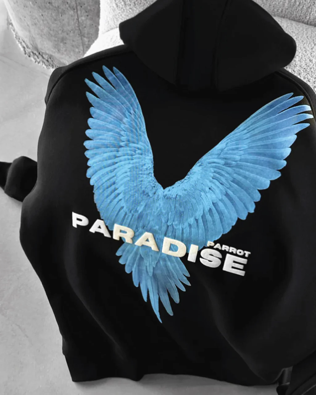DROP SHOULDER PARADISE HOODIE - BLACK